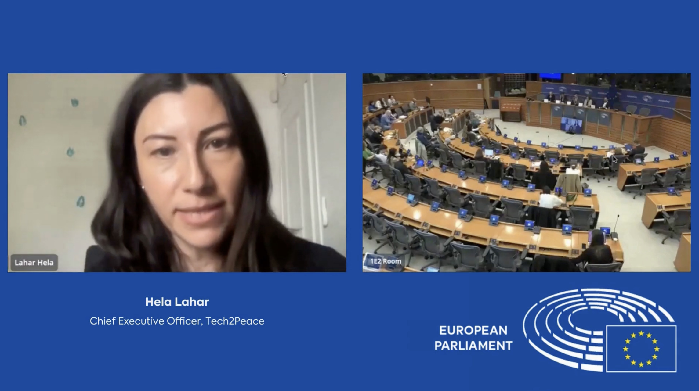 Hela speaking at European Parliament